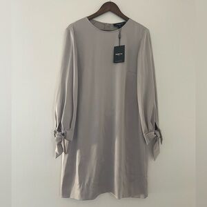 Paule Ka Silky Silver Chic Minimalist Pierre Tunic with Tie Sleeve Large